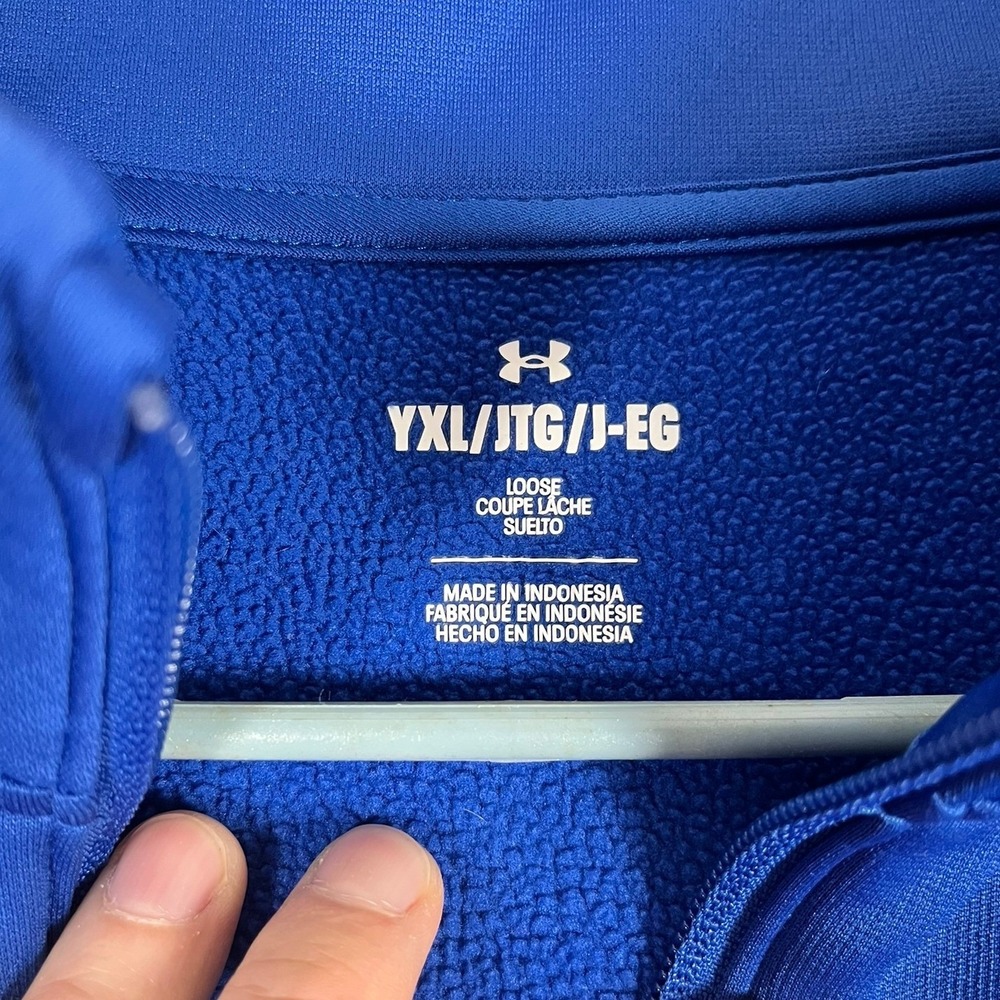 Under Armour Pullover Youth YXL Loose Fit Royal Blue Quarter-Zip Athletic EUC - Picture 2 of 10